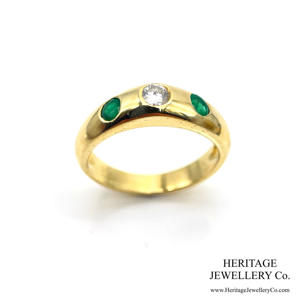 Vintage Emerald and Diamond Gypsy Ring