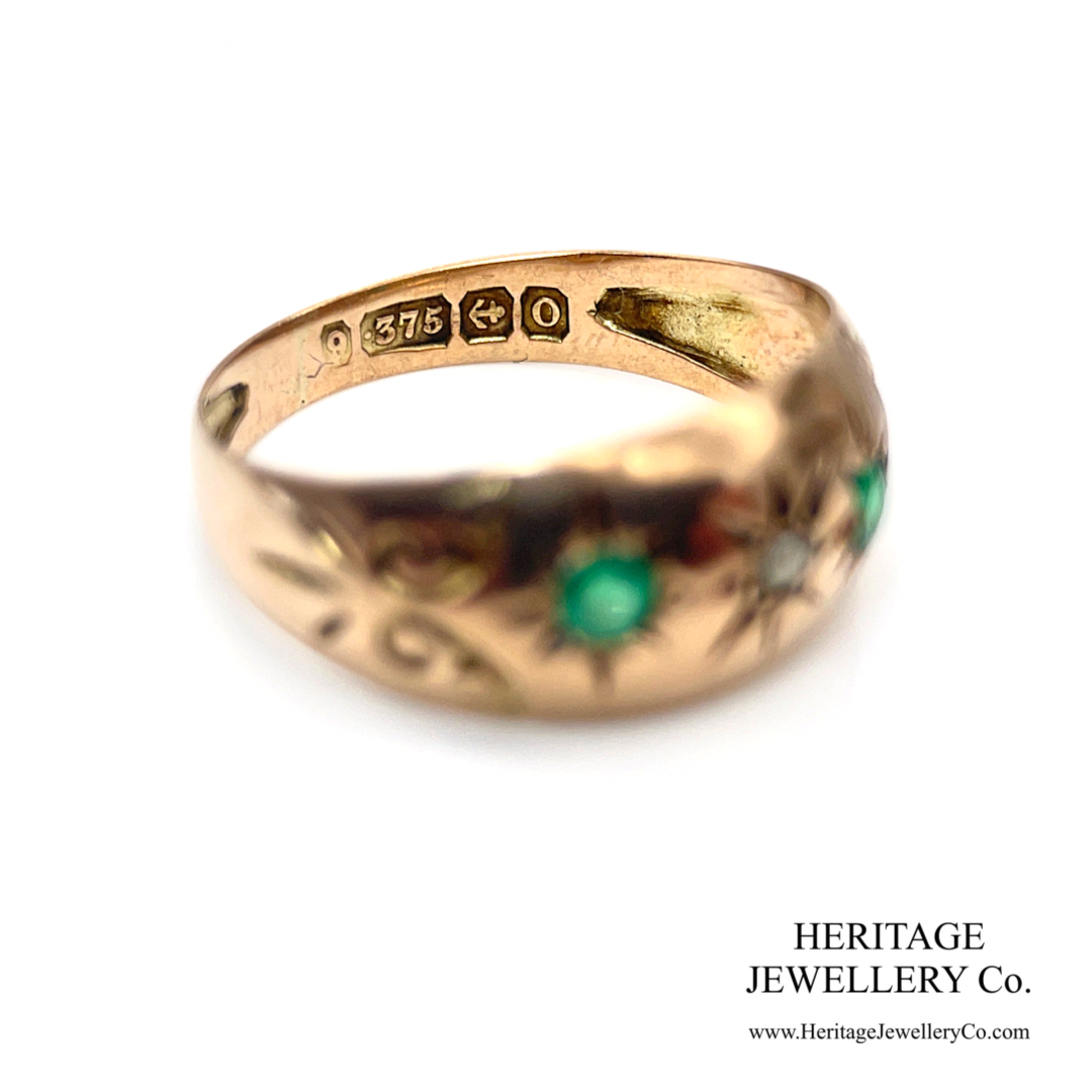 Antique Emerald and Diamond Gypsy Ring