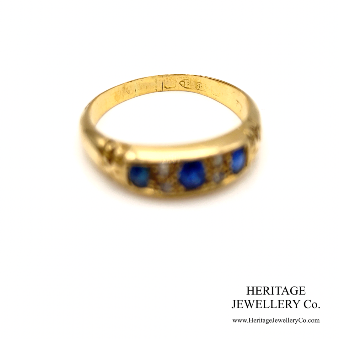 Victorian Sapphire & Diamond Gypsy Ring (18ct; c.1897)