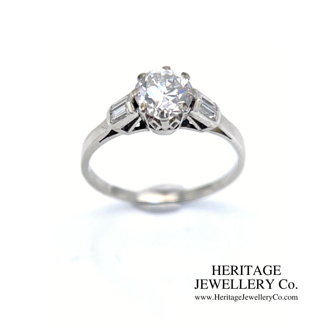 Diamond Solitaire Ring with Baguette Shoulders