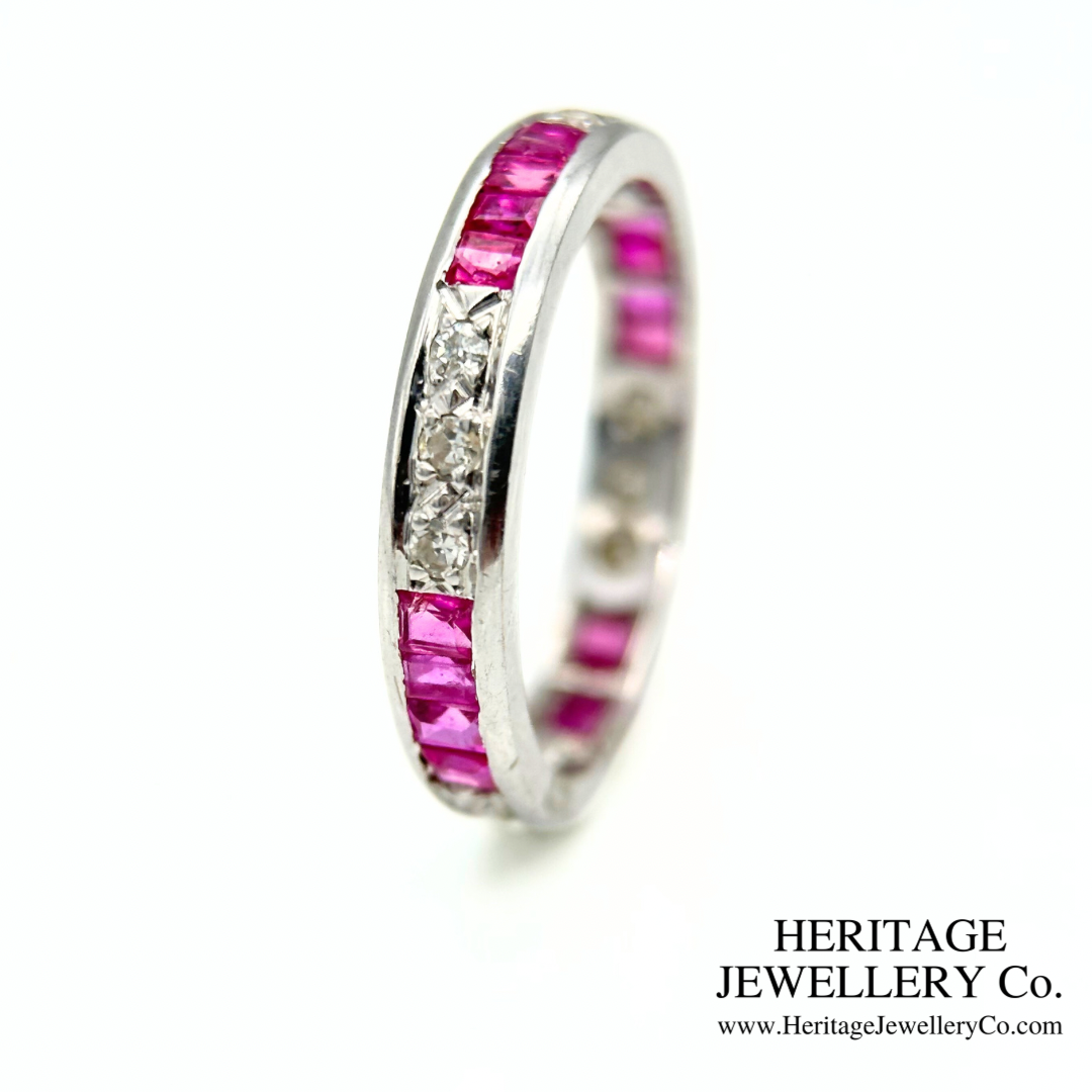 Ruby and Diamond Eternity Band (18ct White Gold)