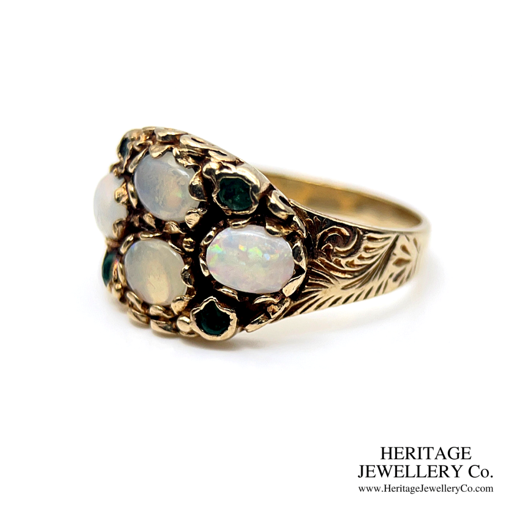 Antique Opal and Emerald Ring