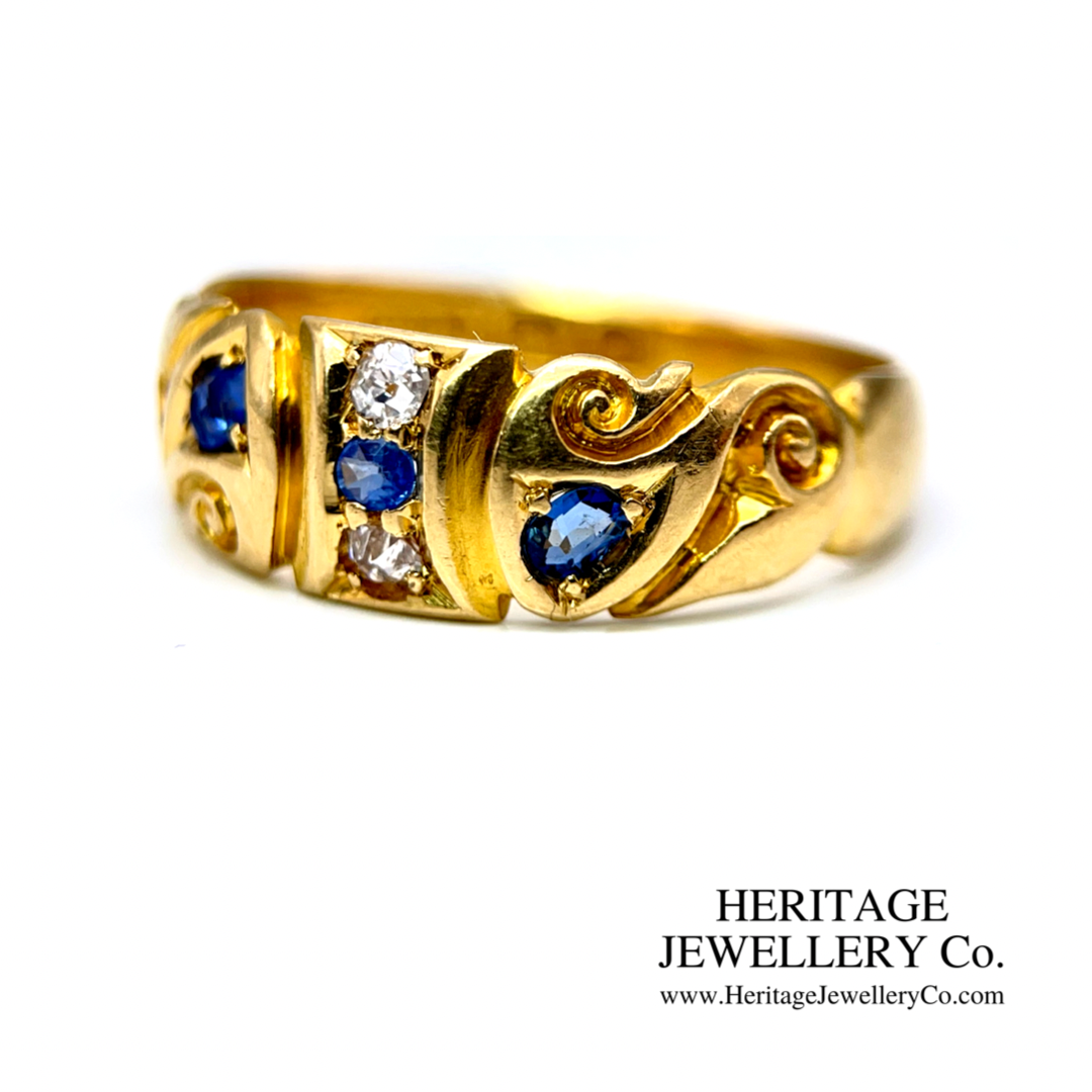 Victorian Sapphire and Diamond Gypsy Ring (c.1896)