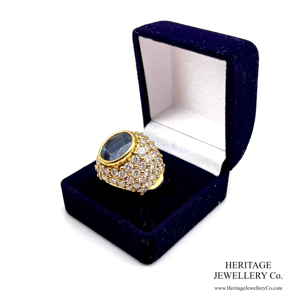 Vintage French Sapphire & Diamond Bombe Ring