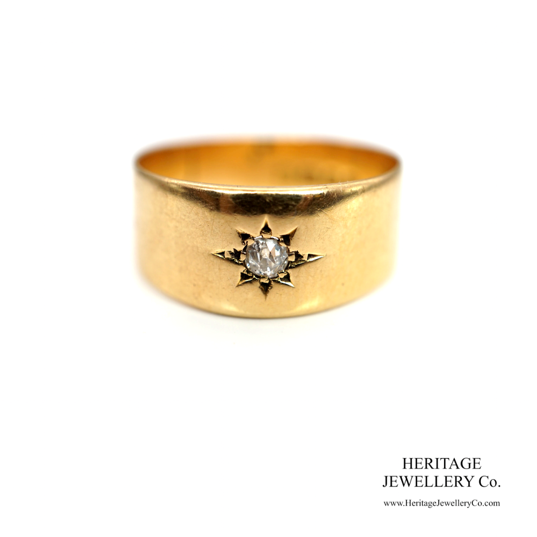 Antique Wide Diamond Gypsy Ring (c.1915; 18ct Gold)